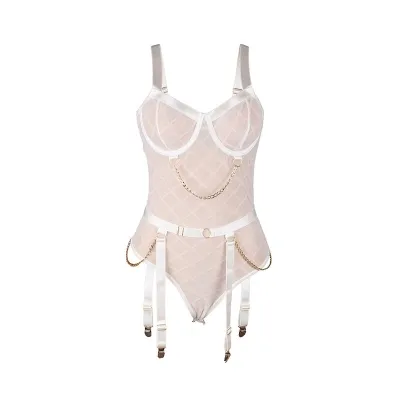 Body Mit Ketten + Strumpfgürtel Weiss L/Xl – Subblime