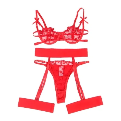 Bh + String + Strumpfgürtel Mit Herzdruck Rot L/Xl – Subblime