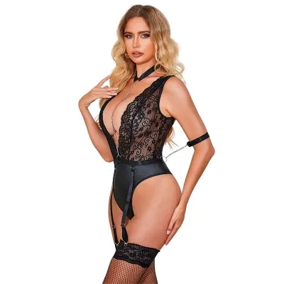 Sexy Bodysuit with Garter Belt Black L/XL – Subblime