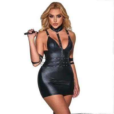 Black Leather Bondage Bodysuit S/M – Subblime