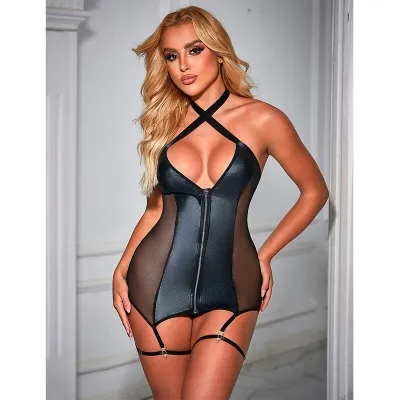 Sexy Mesh Dress Leather Black L/XL – Subblime