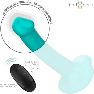 Katie Vibrator with Suction Cups, 10 Modes, Blue, Remote Control | Intense