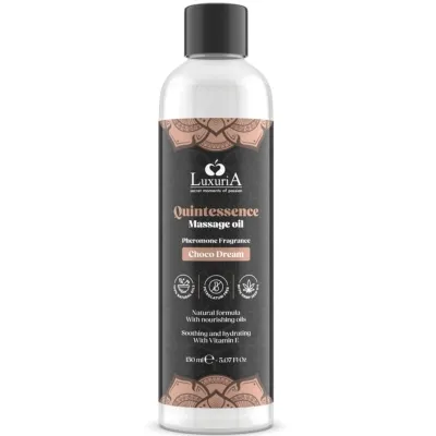 LuxuriA Quintessence massage oil bottle, Choco Dream fragrance, 150 ml, with natural and nourishing oils.
