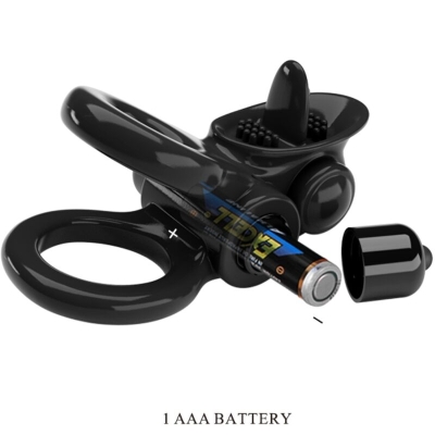 PRETTY LOVE - PASSIONATE RING DOPPELTER VIBRATIONSRING + KLITORIS-STIMULATOR SCHWARZ