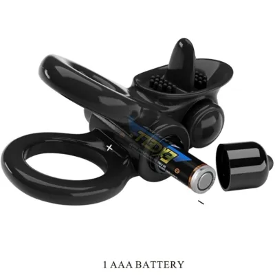 Passionate Double Ring Vibrator + Clitoral Stimulator Black – Pretty Love