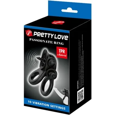 Passionate Double Ring Vibrator + Clitoral Stimulator Black – Pretty Love