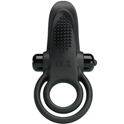 Dual Vibration Ring + Clitoral Stimulation 10 Modes Black – Pretty Love