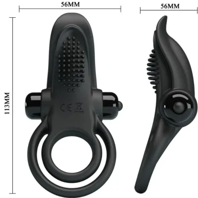 Dual Vibration Ring + Clitoral Stimulation 10 Modes Black – Pretty Love