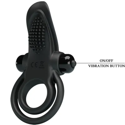 Dual Vibration Ring + Clitoral Stimulation 10 Modes Black – Pretty Love