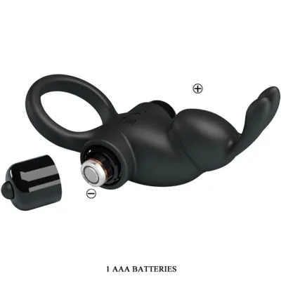 Vibrationsring + Rabbit-Klit Stimu 10 Modi Schwarz – Pretty Love