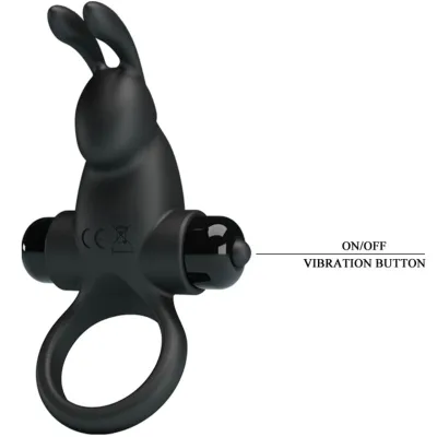 Vibrationsring + Rabbit-Klit Stimu 10 Modi Schwarz – Pretty Love