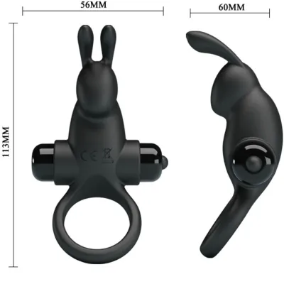 Vibrationsring + Rabbit-Klit Stimu 10 Modi Schwarz – Pretty Love