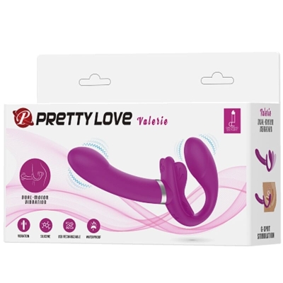PRETTY LOVE - VALERIE DOPPEL-STRAP-ON-VIBRATOR 12 VIBRATIONEN LILA