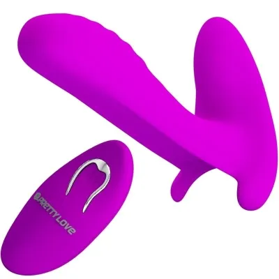 Purple vibrator with remote control, ergonomic design, smooth surface, for intimate use.