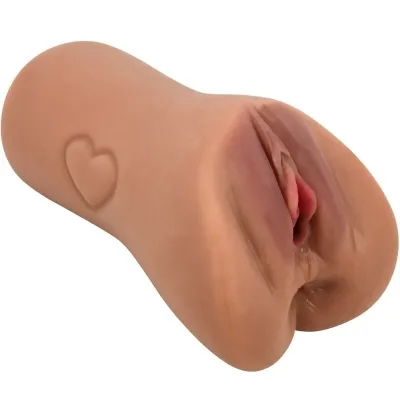 Sex toy in the shape of a masturbator with a heart symbol on the side.