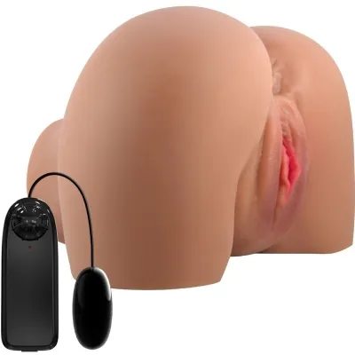 A sex toy in the shape of a torso with a remote control.
