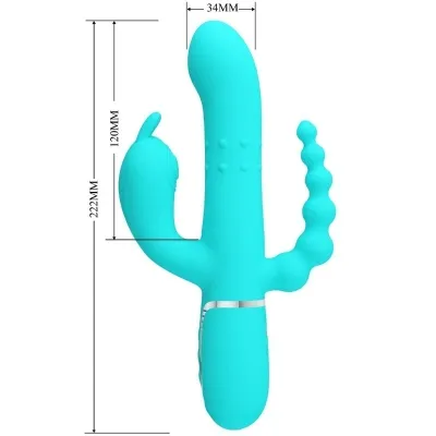 Cammy 4 in 1 Triple Rabbit Vibrator Blue | Pretty Love