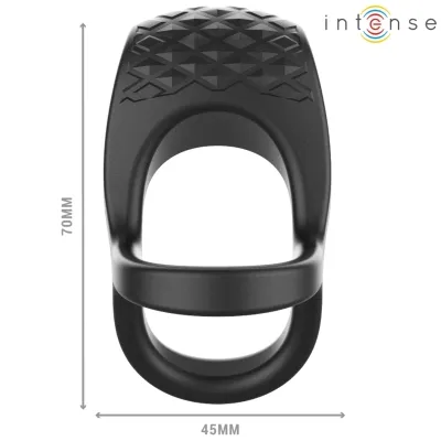 Alex Vibrator Double Penis Ring 10 Modes Black – Intense