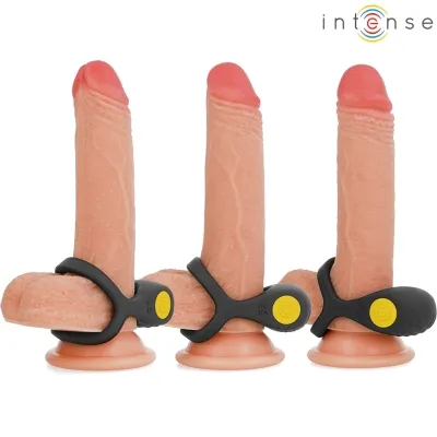 Alex Vibrator Double Penis Ring 10 Modes Black – Intense
