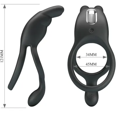 Seth Double Vibration Ring Rabbit 7 Modes Black – Pretty Love