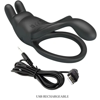 Seth Double Vibration Ring Rabbit 7 Modes Black – Pretty Love
