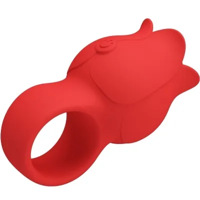 Jae Rose Shaped Finger Vibrator 10 Modes Red | Pretty Love