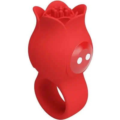 Jae Rose Shaped Finger Vibrator 10 Modes Red | Pretty Love