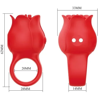 Jae Rose Shaped Finger Vibrator 10 Modes Red | Pretty Love