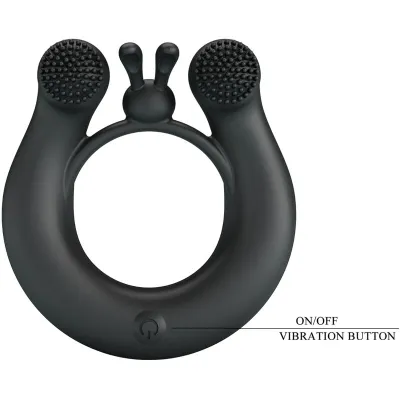 Dahlia Vibration Ring + Clitoral Stimulation 12 Modes Black – Pretty Love