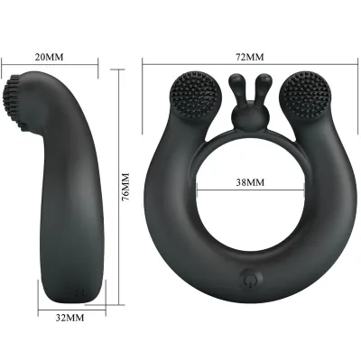 Dahlia Vibration Ring + Clitoral Stimulation 12 Modes Black – Pretty Love