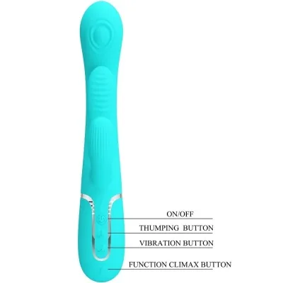 Shania Triple Rabbit Multifunctional Vibrator 3 In 1 Blue | Pretty Love