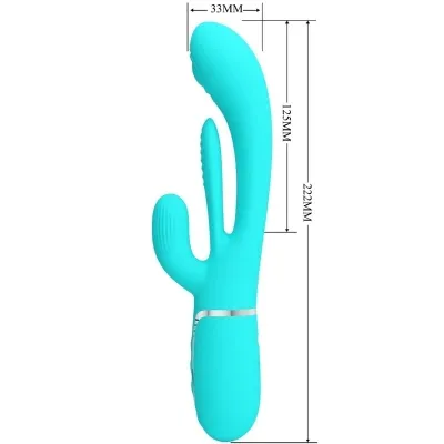 Shania Triple Rabbit Multifunctional Vibrator 3 In 1 Blue | Pretty Love