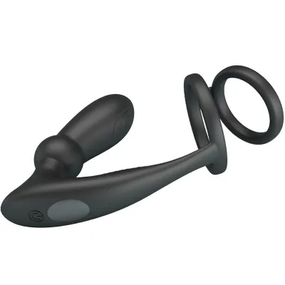 Emoni cock ring + anal plug 12 modes black – Pretty Love