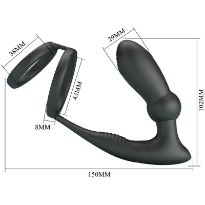 Emoni cock ring + anal plug 12 modes black – Pretty Love