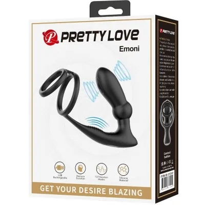Emoni cock ring + anal plug 12 modes black – Pretty Love