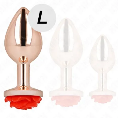Pink Gold Anal Plug With Red Rose L – Kink