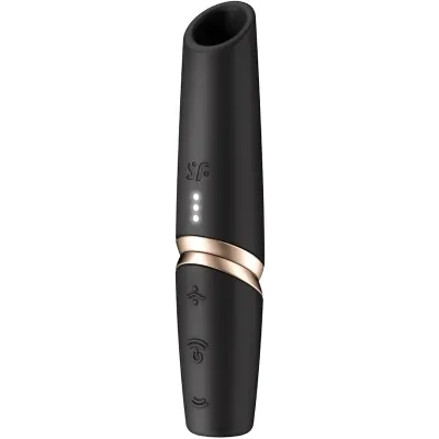 A slim, black device with gold accents and buttons, possibly an electronic gadget.