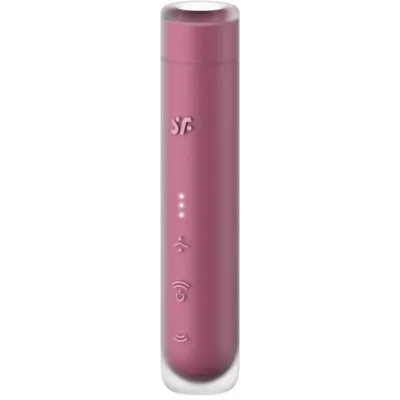 Pink cylindrical device with symbols and buttons on the front.