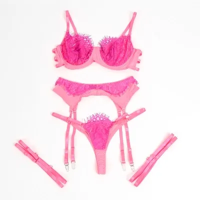 Lace Bra Set in Pink and Purple, L/XL – Subblime