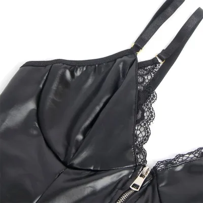 Black Leather Bodysuit with Zipper S/M – Subblime