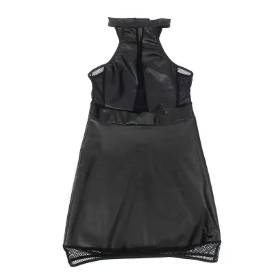 Halterneck dress with sheer details, black, L/XL – Subblime
