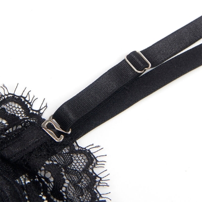 SUBBLIME - 955496 SPITZEN-BODYSUIT MIT SCHLEIFEN UND STRAPSEN SCHWARZ S/M