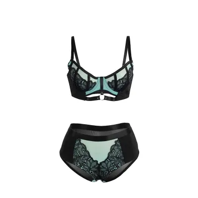Green patent leather mesh zipper bra set L/XL – Subblime
