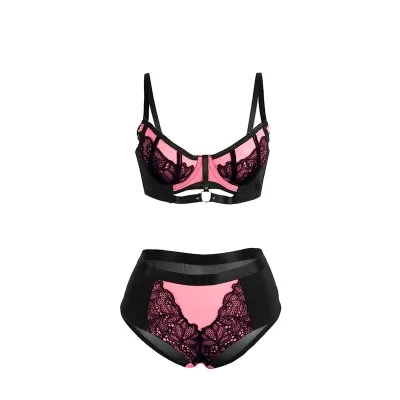 Pink Patent Leather Mesh Zipper Bra Set L/Xl – Sublime