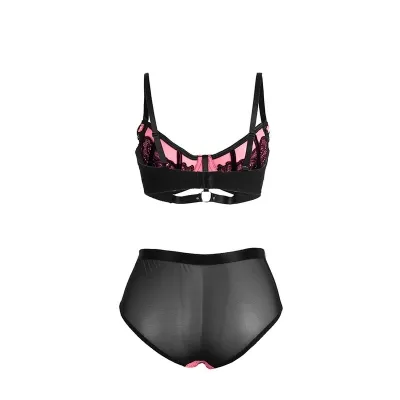 Pink Patent Leather Mesh Zipper Bra Set L/Xl – Sublime