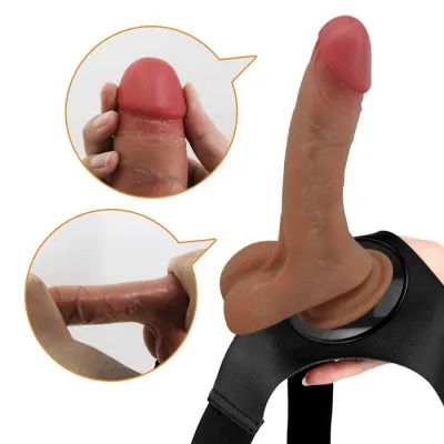 Harness Mit Vibrierendem Und Squirting-Dildo 15.5cm Braun – Pretty Love