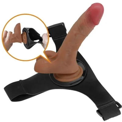 Harness Mit Vibrierendem Und Squirting-Dildo 15.5cm Braun – Pretty Love