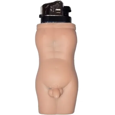 Lighter in the shape of a naked male torso with visible details.