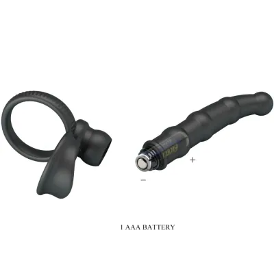 Tatum Vibro Penis Ring with Plug, 10 Modes, Black – Pretty Love