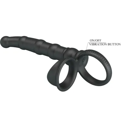 Tatum Vibro Penis Ring with Plug, 10 Modes, Black – Pretty Love